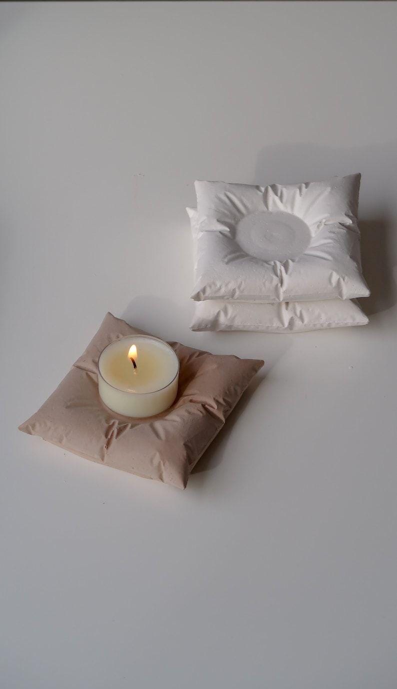 Pillow-Shaped Concrete Tealight Candle Holders – Modern Minimalist Decor, Handmade Home Accent, Unique Gift Idea